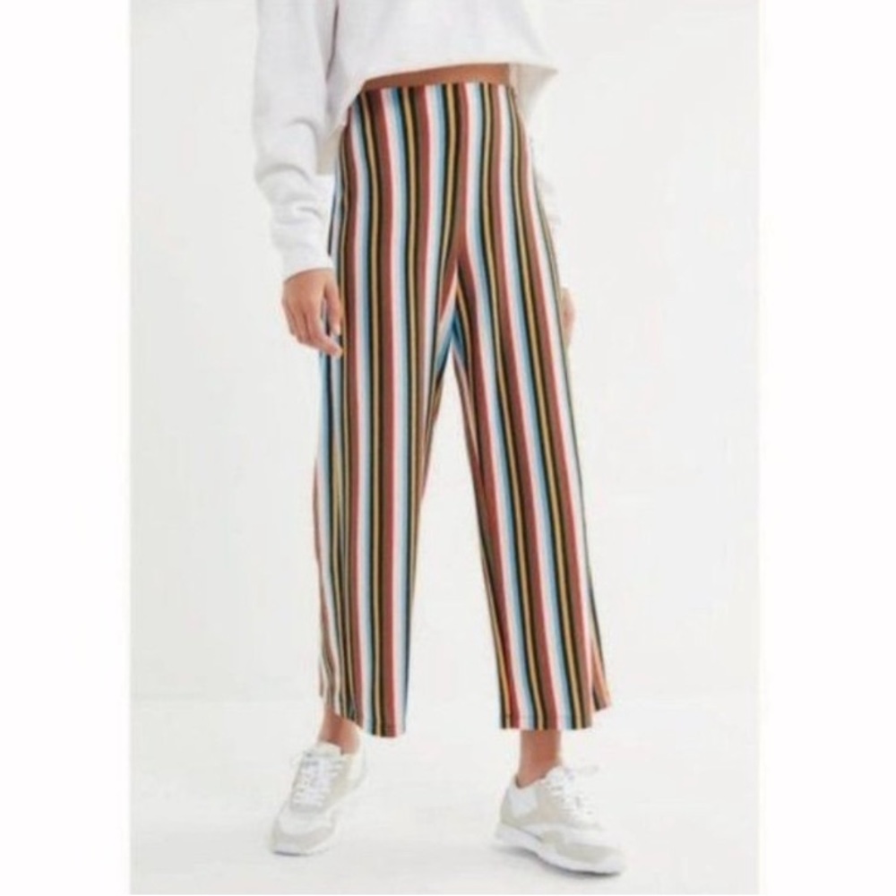 Urban outfitters terry cropped striped wide leg pants size xs